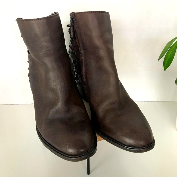 Dolce Vita Harvie Brown Ankle Boots Lattice  Moto - Picture 3 of 12